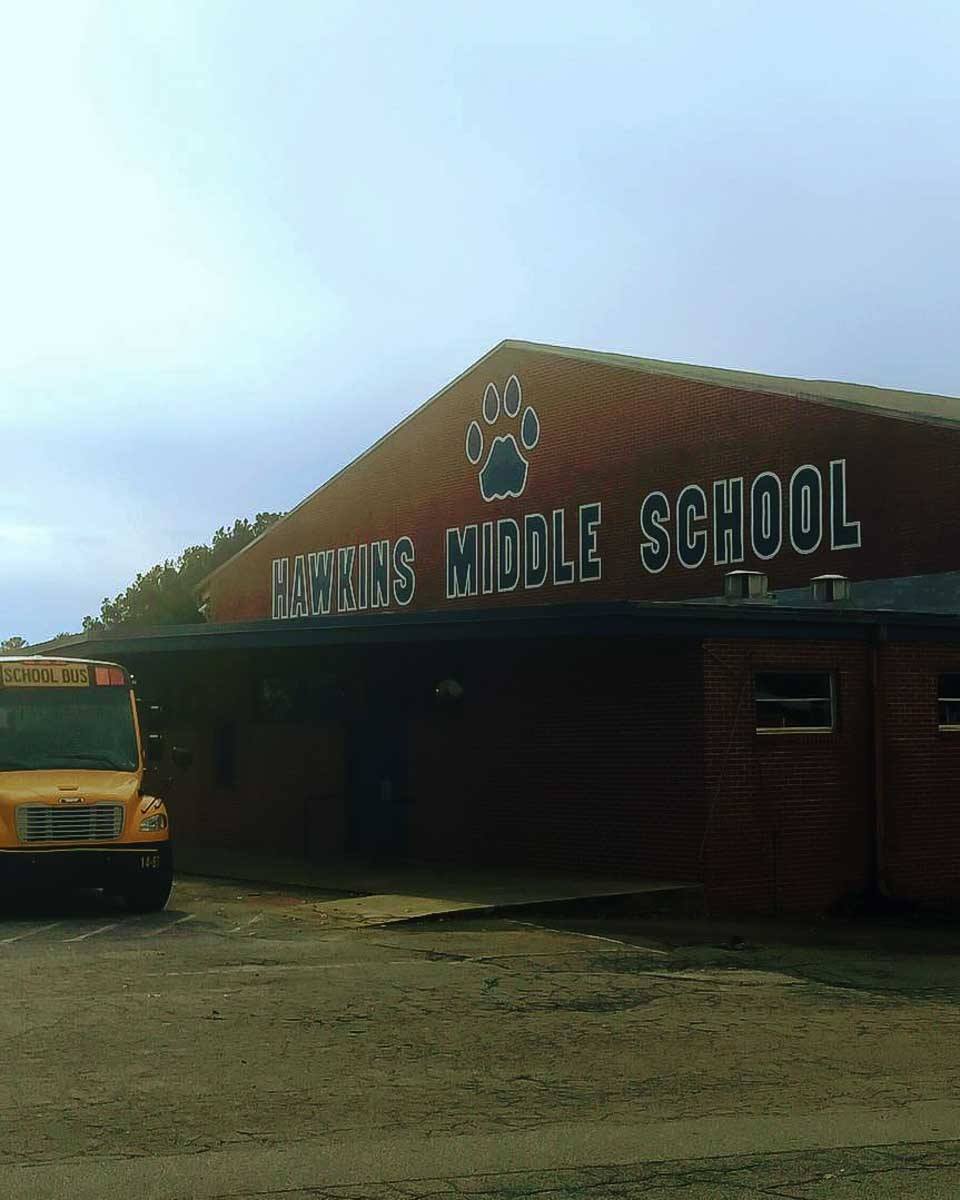 Hawkins Middle School seen on a Strangers Things tour in Atlanta Georgia
