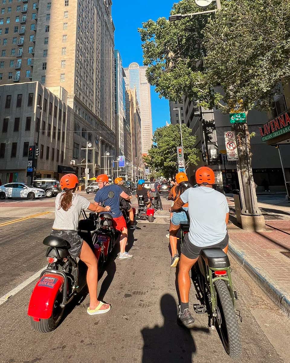 In-City Wheels people on an ebike tour in Dallas Texas