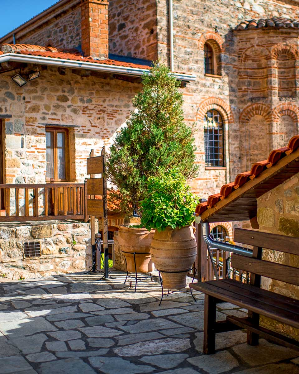Inside the holy monastery of great meteoron in Meteora on a tour from Athens