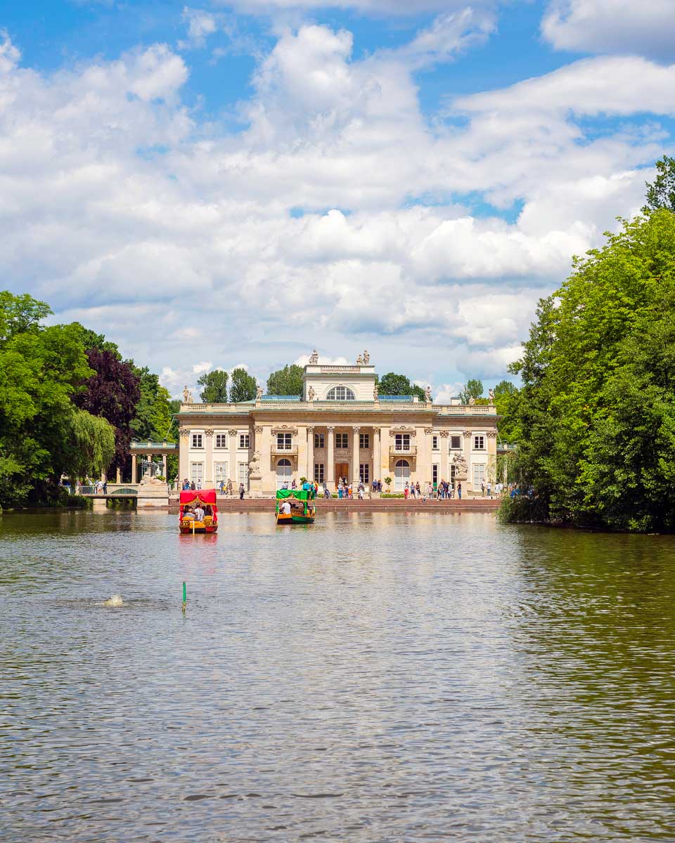 Lazienki Palace and park seen on a tour in Warsaw Poland