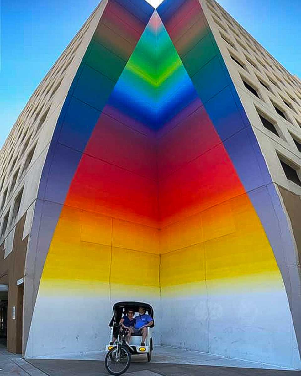 Metrocycle Pedicabs a mural seen on a pediacab tour of Austin Texas 1