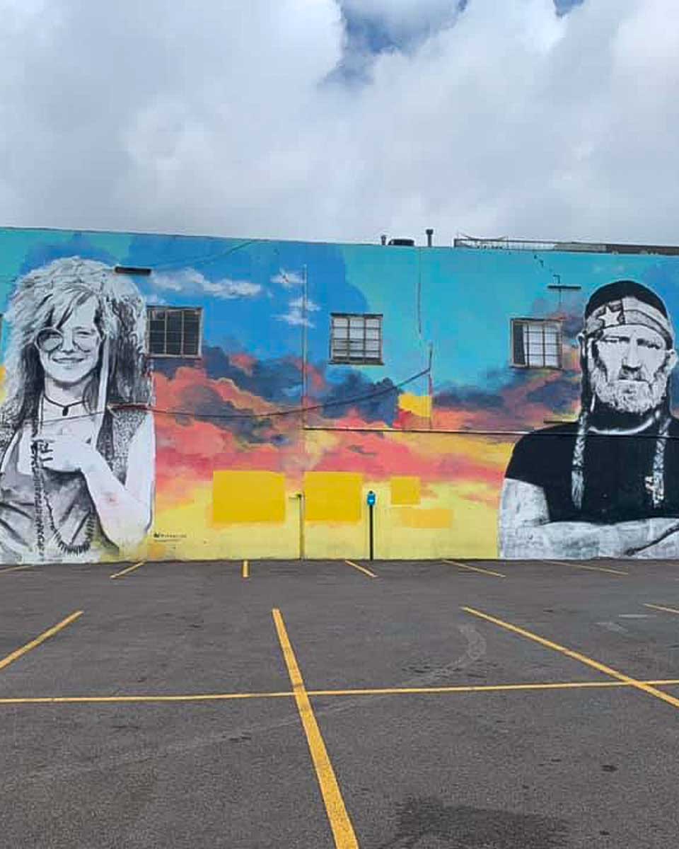 Metrocycle Pedicabs a mural seen on a pediacab tour of Austin Texas