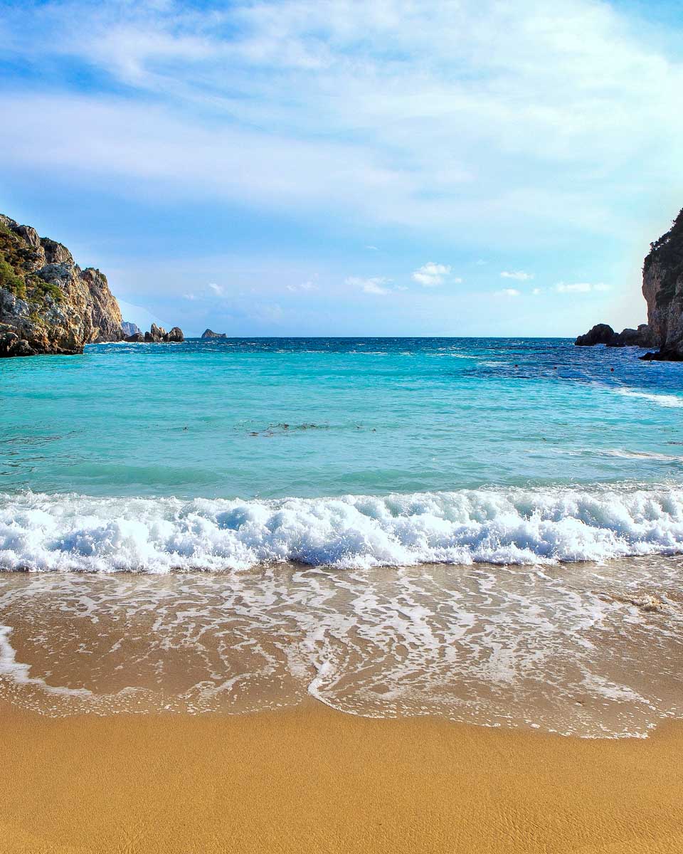 Paleokastritsa beach seen on a tour of Corfu Greece