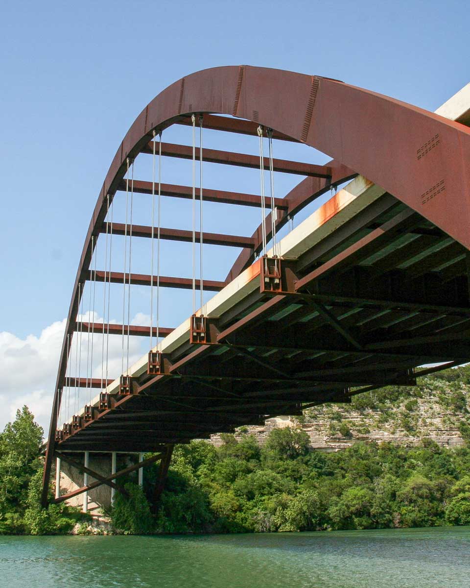 Pennybacker Bridge on Lake Austin on a tour from Austin Texas