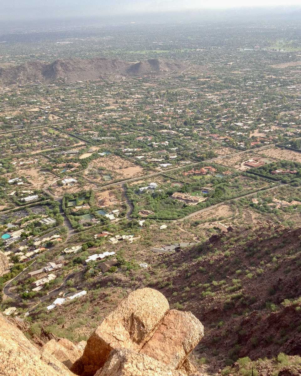 Phoenix Arizona seen from Camelback Mountain on a hiking tour
