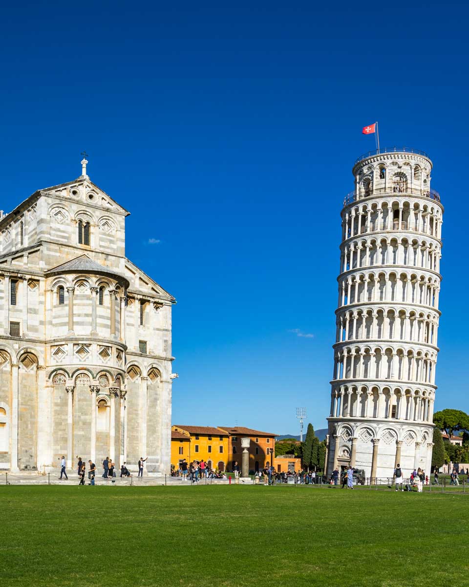 Pisa-Cathedral-and-Leaning-Tower-of-Pisa-on-a-clear-day-in-Pisa-Italy on a tour from Florence