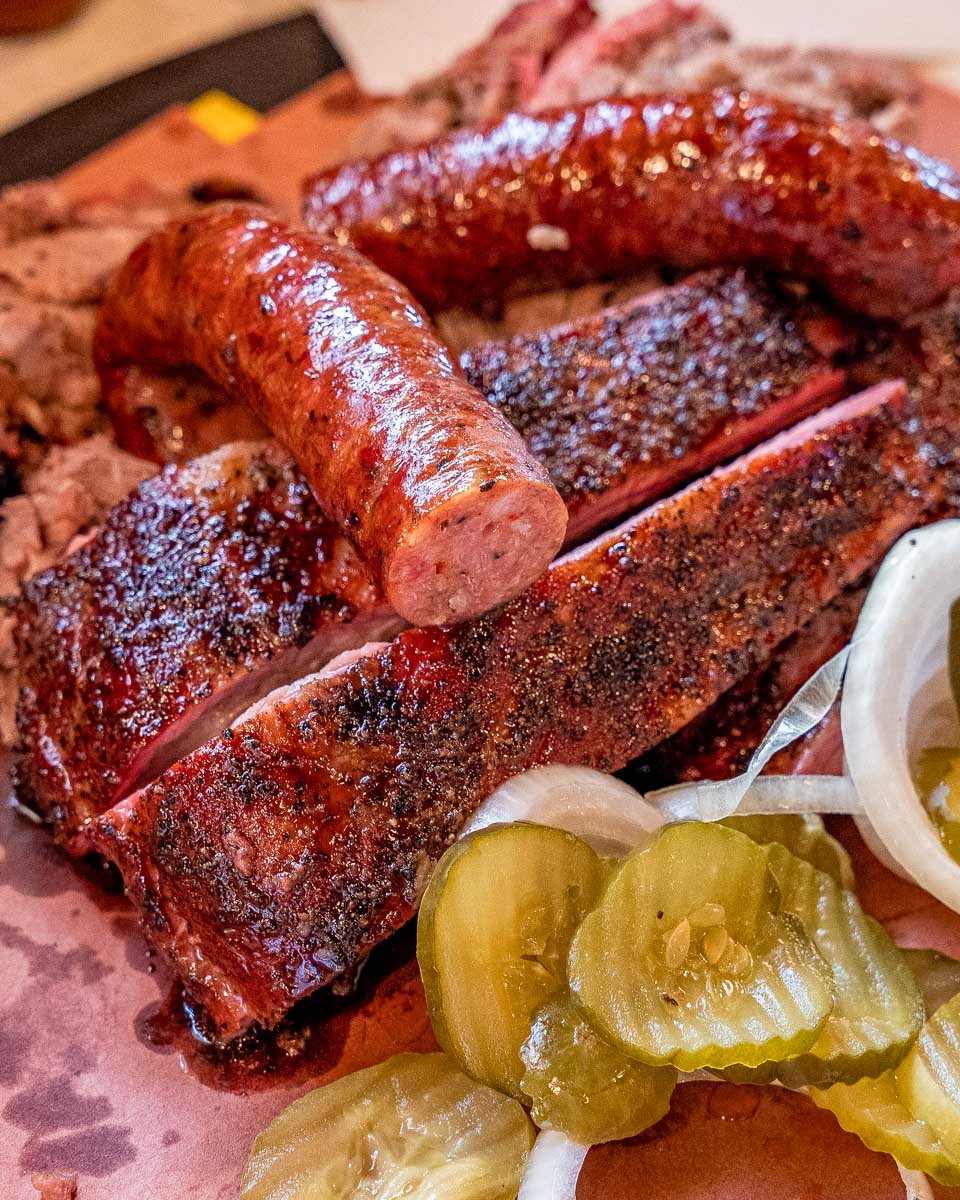 Texas BBQ eaten on a wine tour from Austin Texas