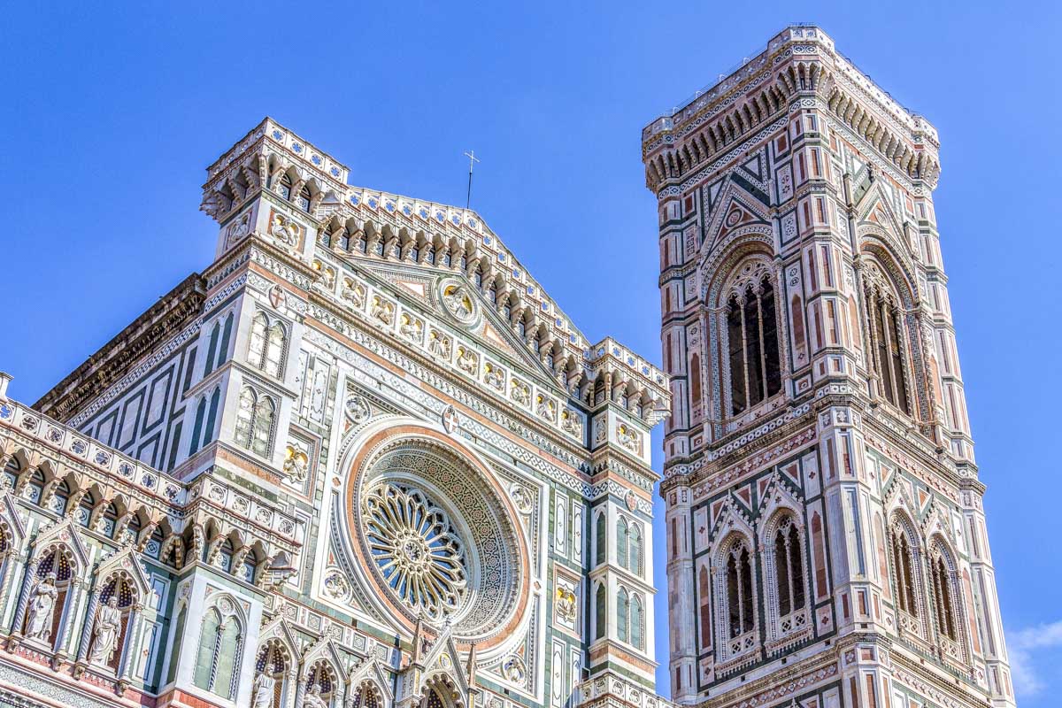 The Giotto’s Campanile belltower seen in Florence Italy