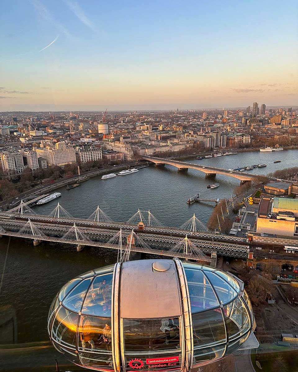 The Official London Eye london seen from the London Eye close to sunset in London England