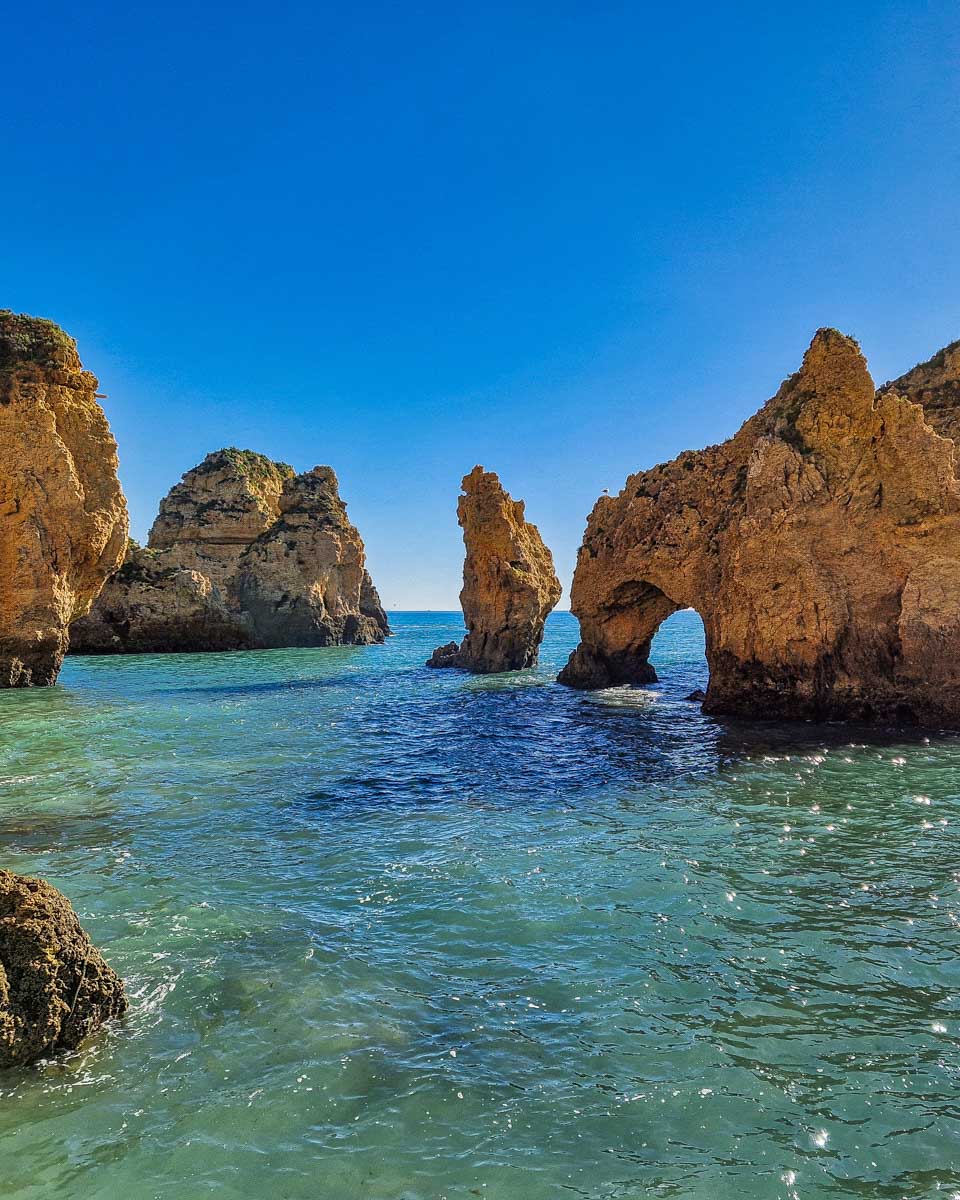 The Ponta da Piedade seen on a boat tour in Lagos Portugal