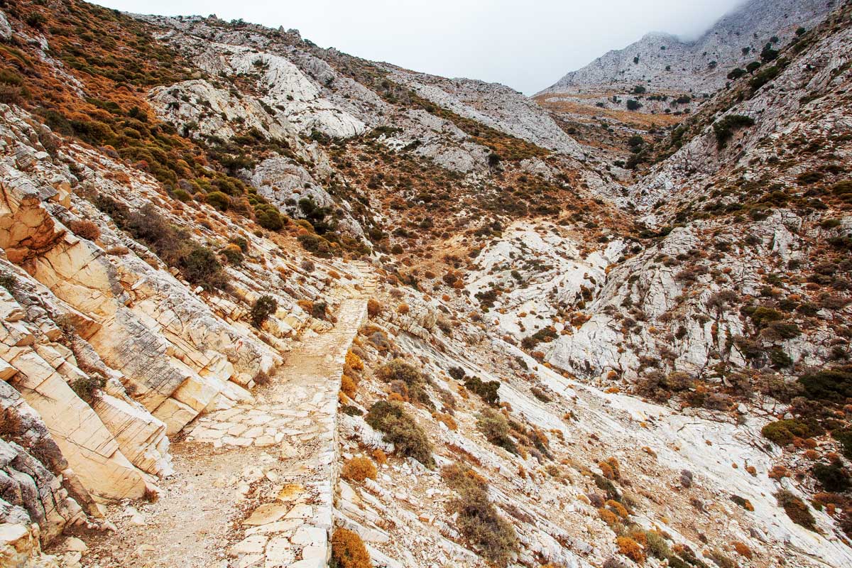The hiking trail up Mount Zas (Zeus) on a tour from Naxos Greece