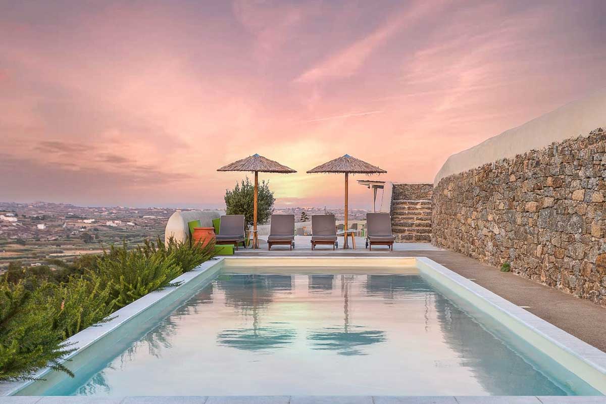 The infinity pool at Halcyon Villas Naxos Greece