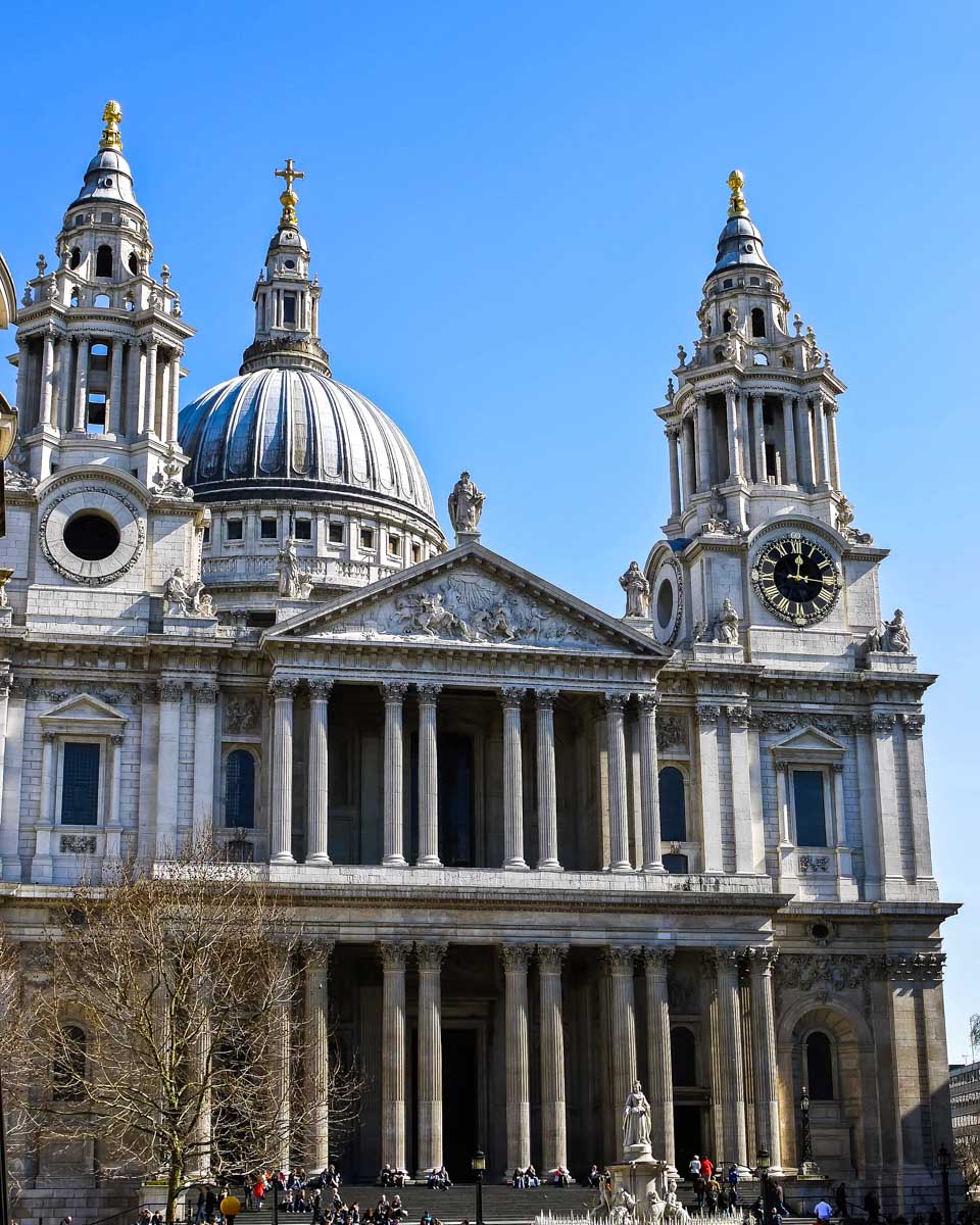 The outside of St Pauls Cathedral in London England