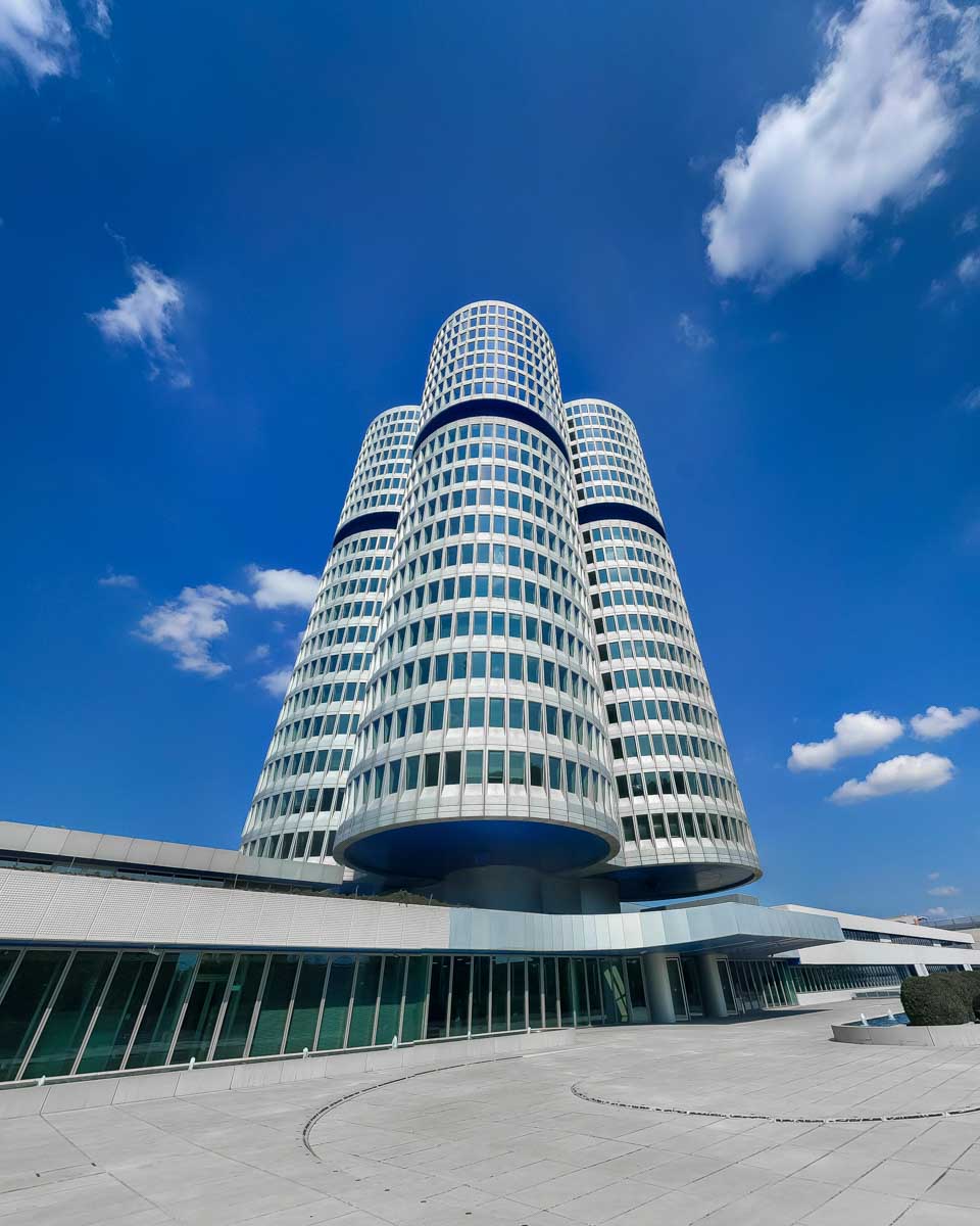The outside of the BMW Museum in Munich Germany