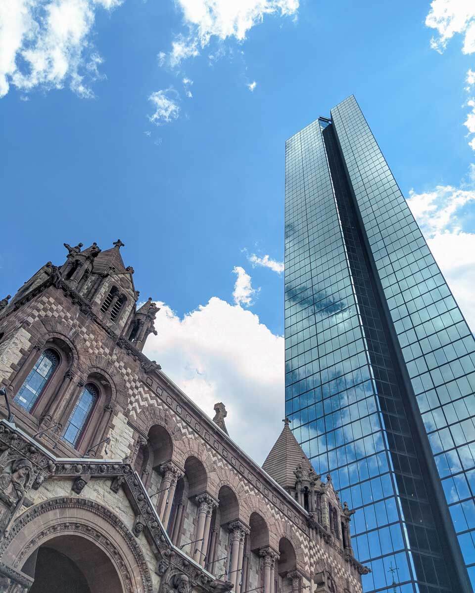 Trinity Church seen on a bike tour of Boston Massachusetts