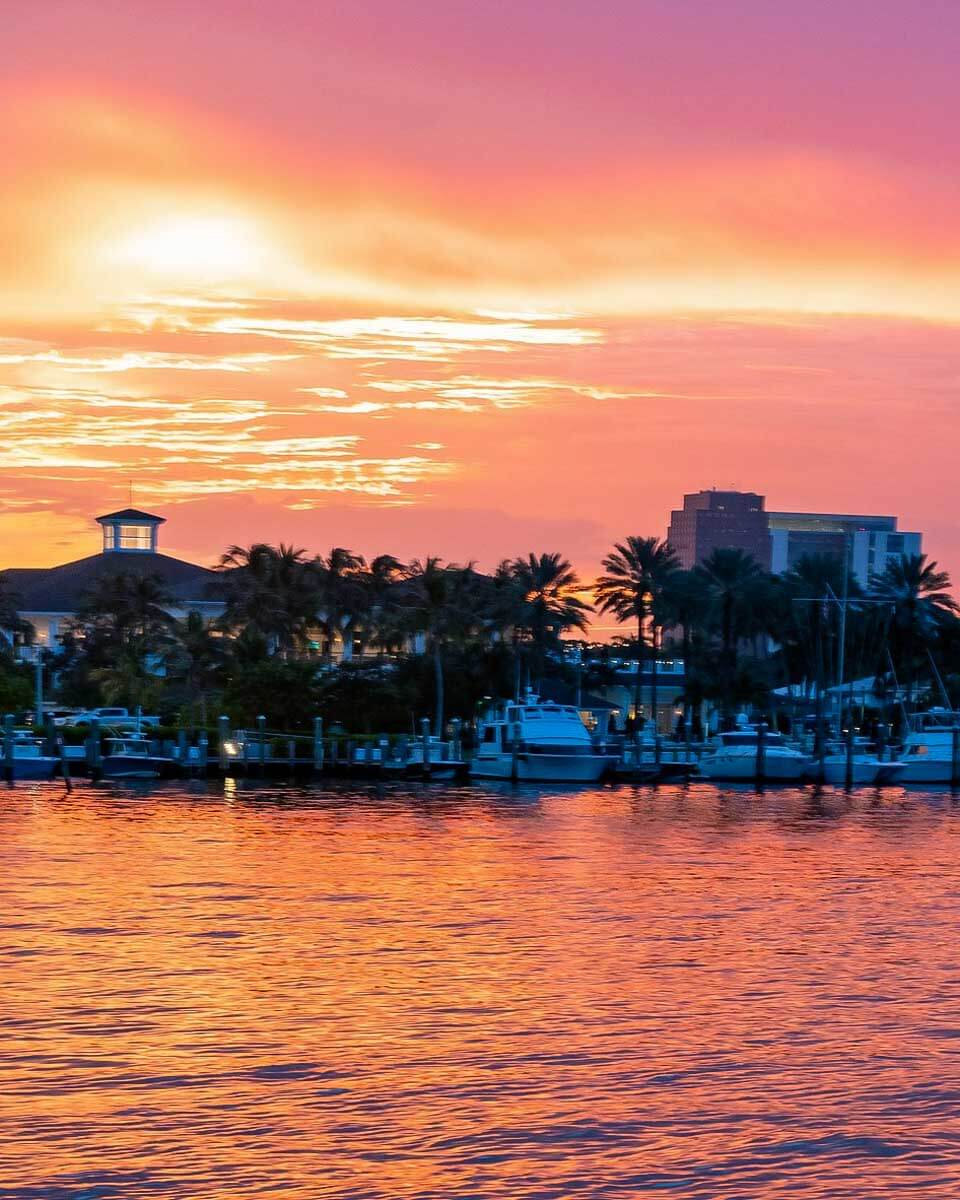 TropicalSailing, Inc. sunset catamaran cruise in Fort Lauderdale Florida past nice houses