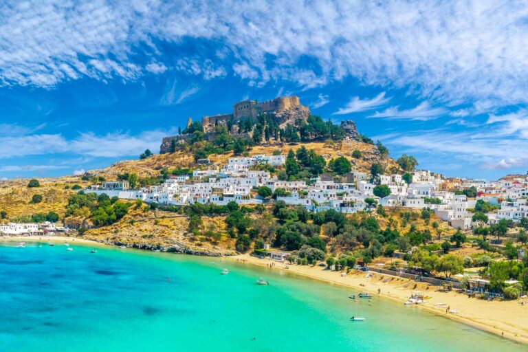 View of Lindos on Rhodes Greece