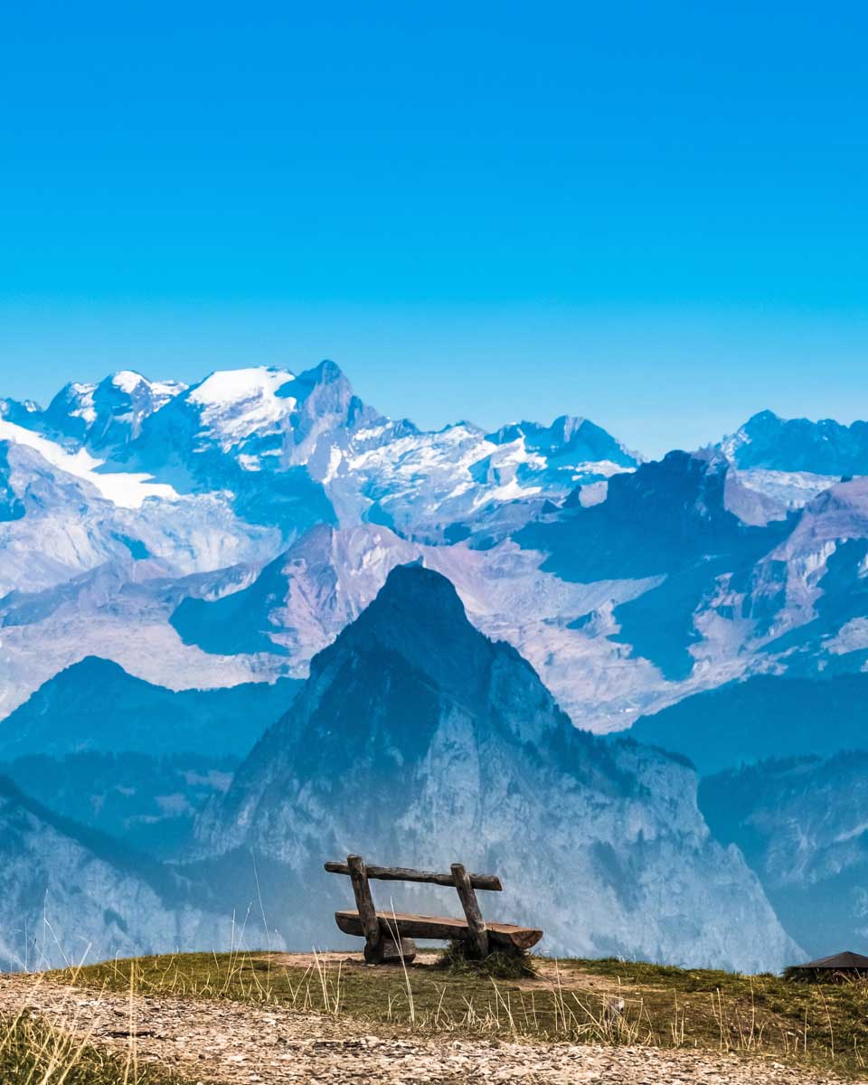 Views at the top of Mount Rigi seen on a tour from Lucerne Switzerland