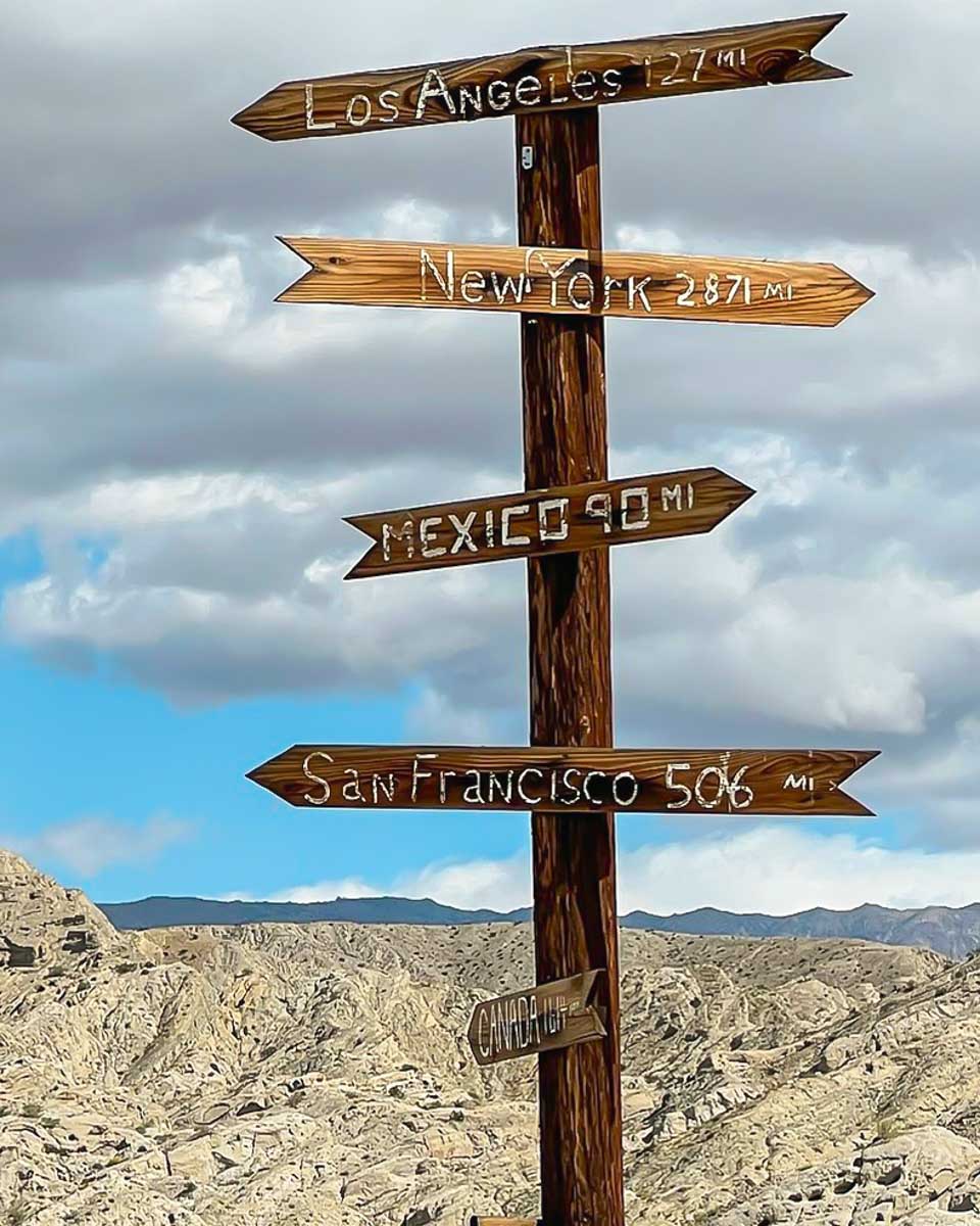 a signpost seen on a tour of the desert in Palm Springs California