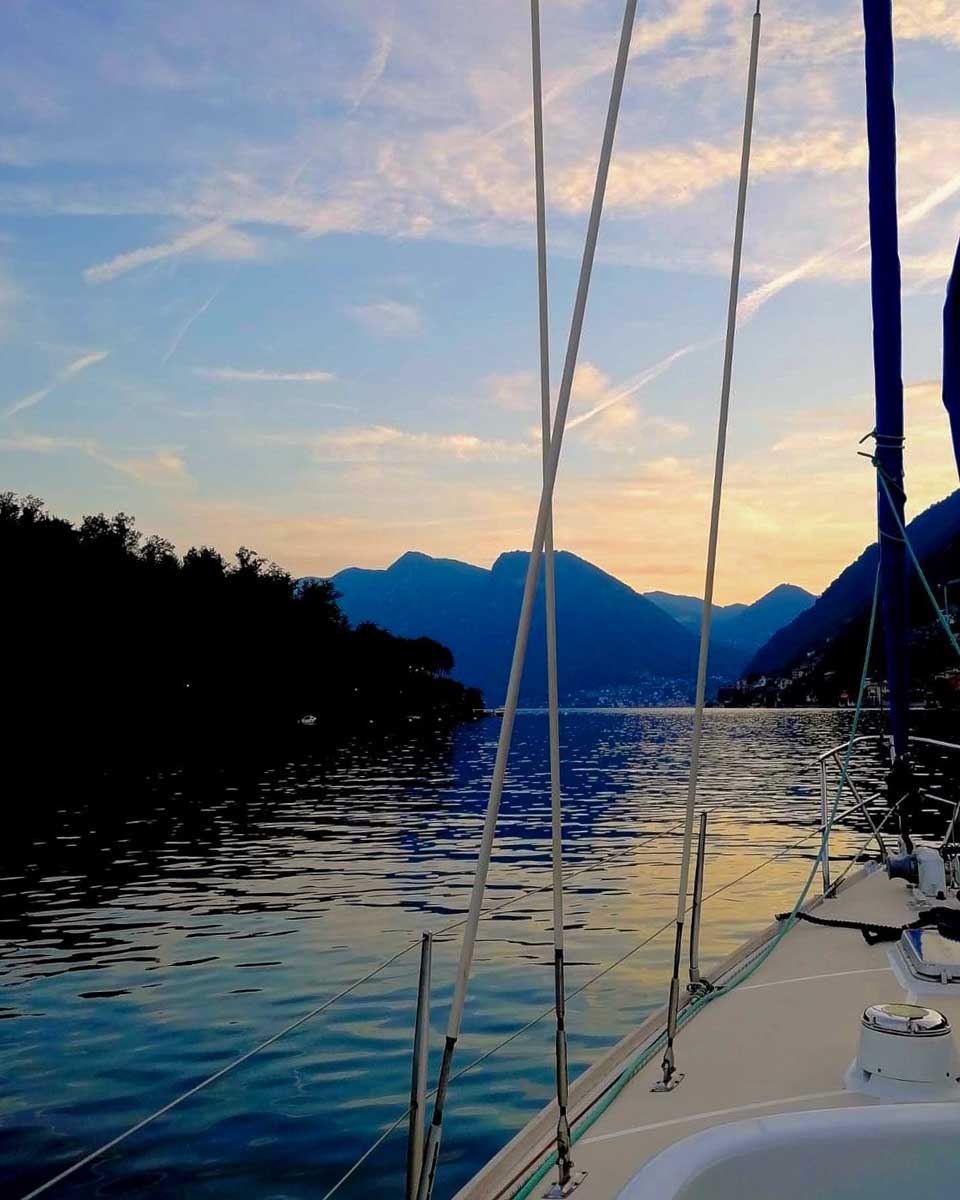bellagioyachtexperience on a yacht on Lake Como at sunset Italy