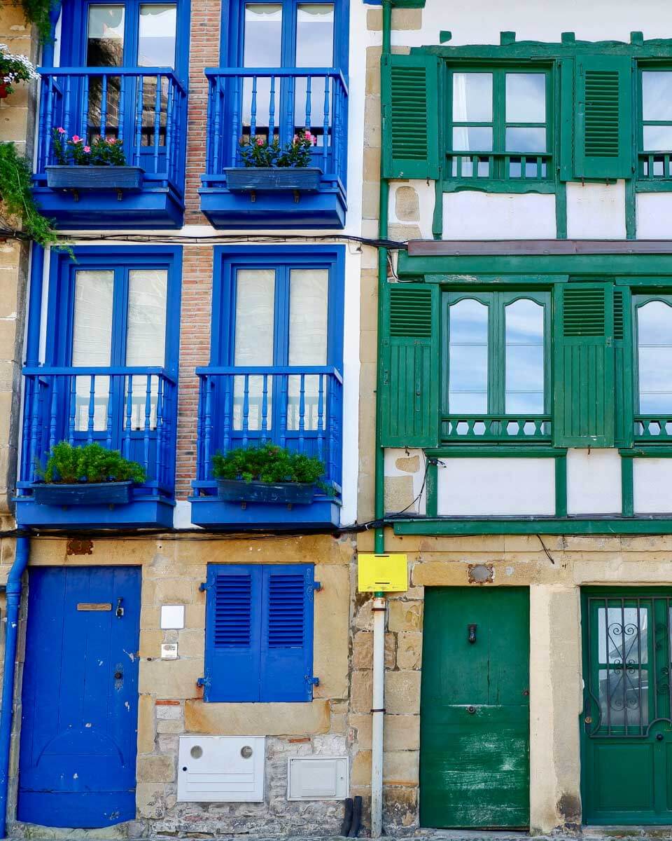 hondarribia colorful houses seen on a tour from San Sebastian Spain