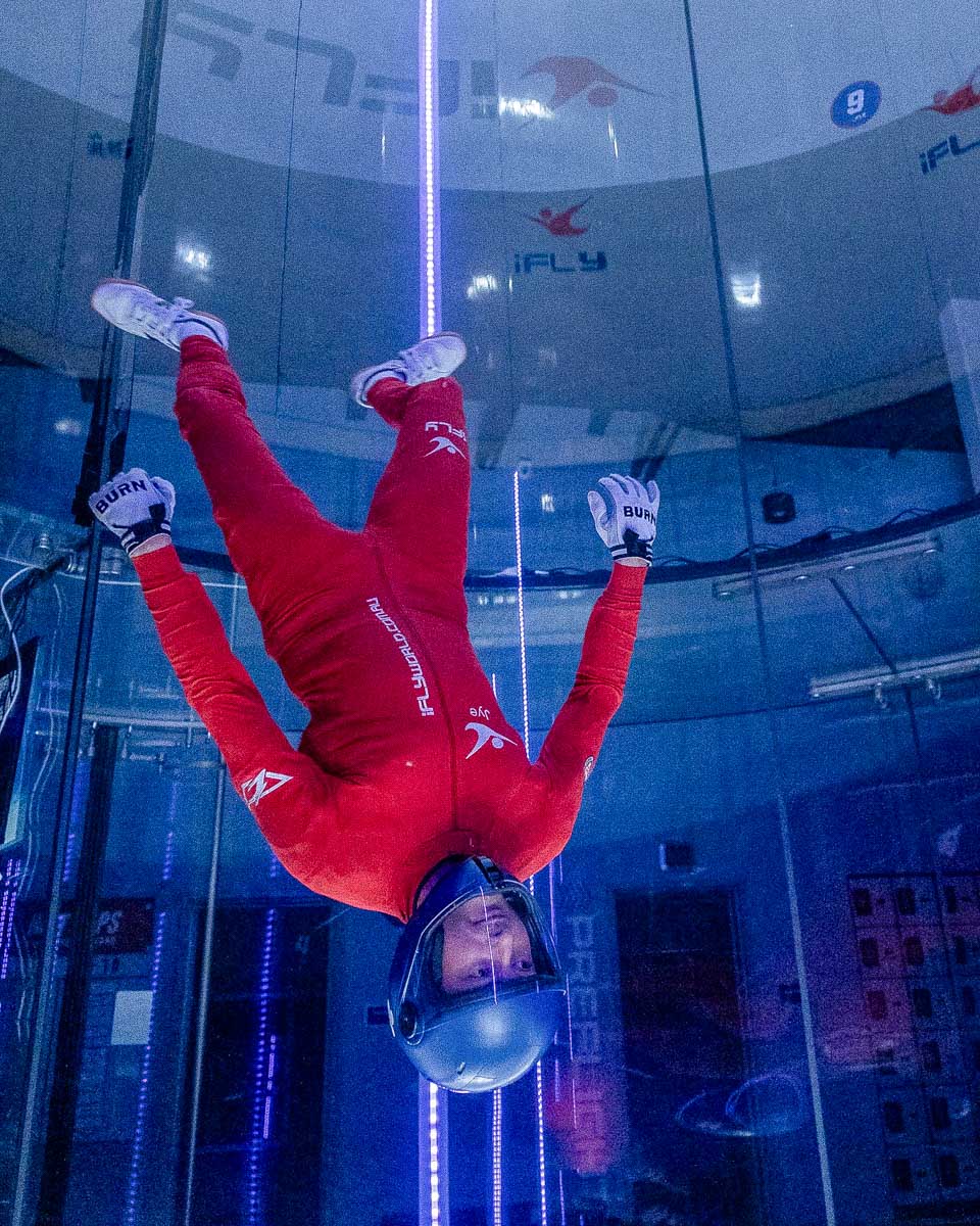 iFLY Manchester Indoor Skydiving a person indoor skydiving in Manchester UK