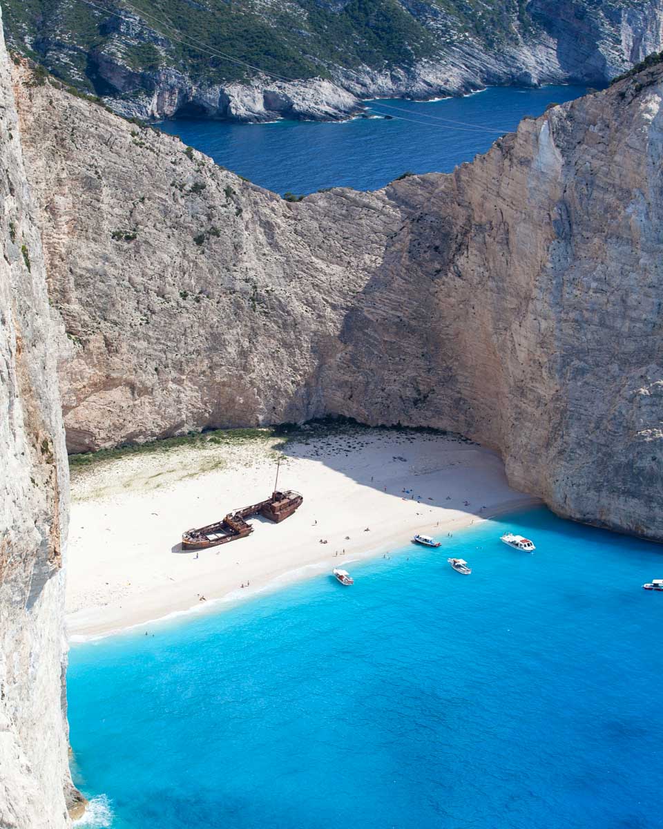 navagio beach overlook in zakynthos Greece