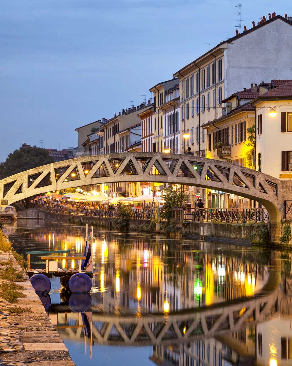 navigli district at night in milan Italy