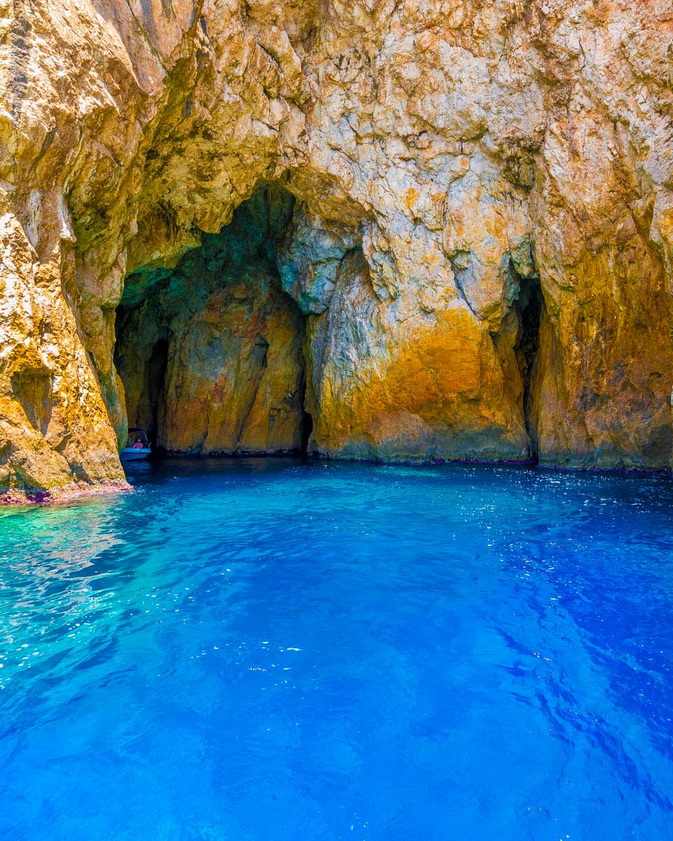 paxos antipaxos blue caves seen on a tour from Corfu Greece
