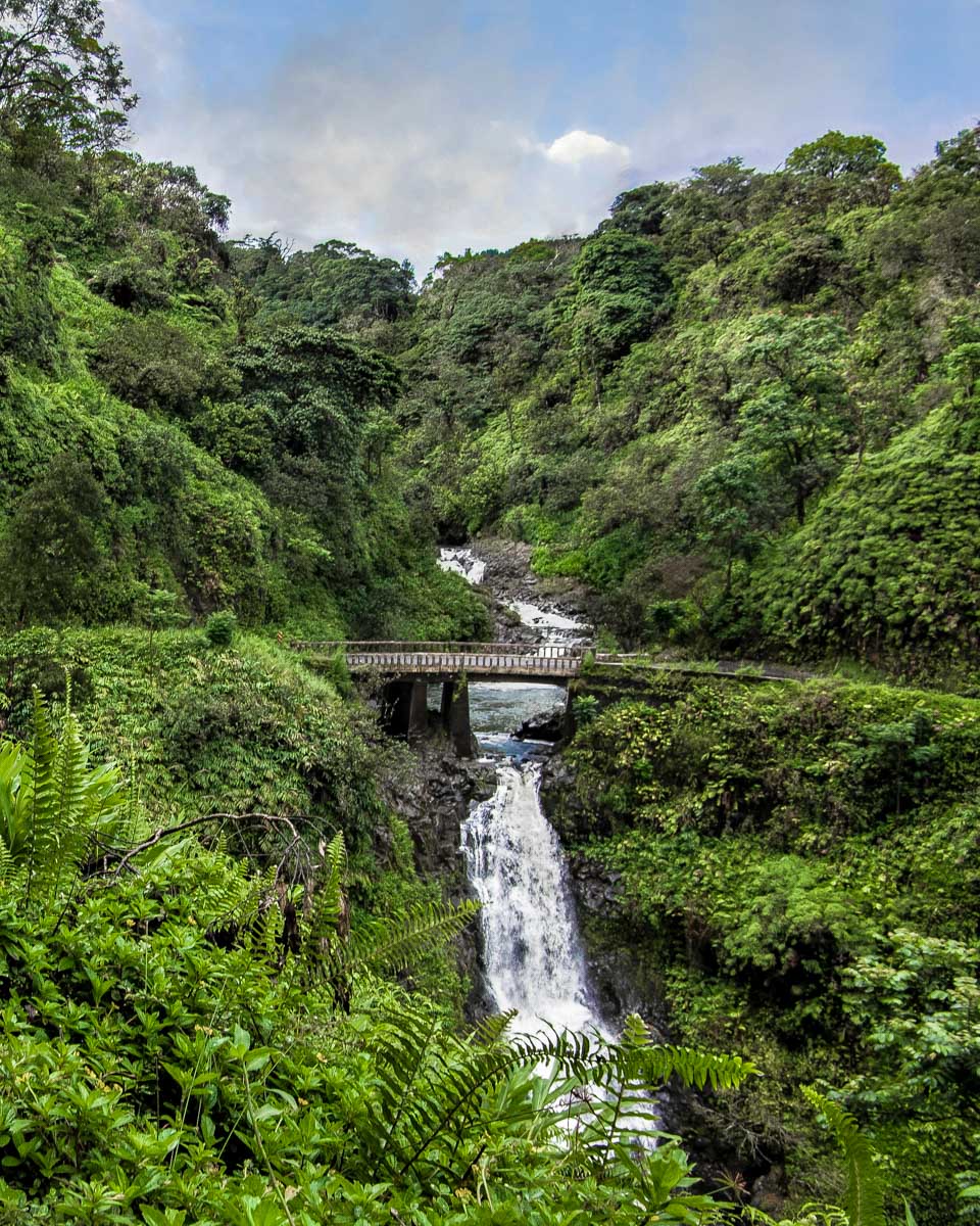 A waterfall on the Road to Hana on a tour from Maui Hawaii