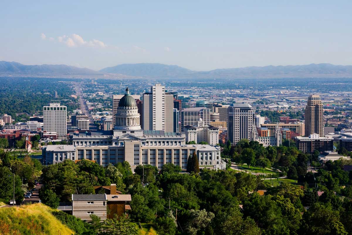 Aerial view of the Salt Lake City skyline