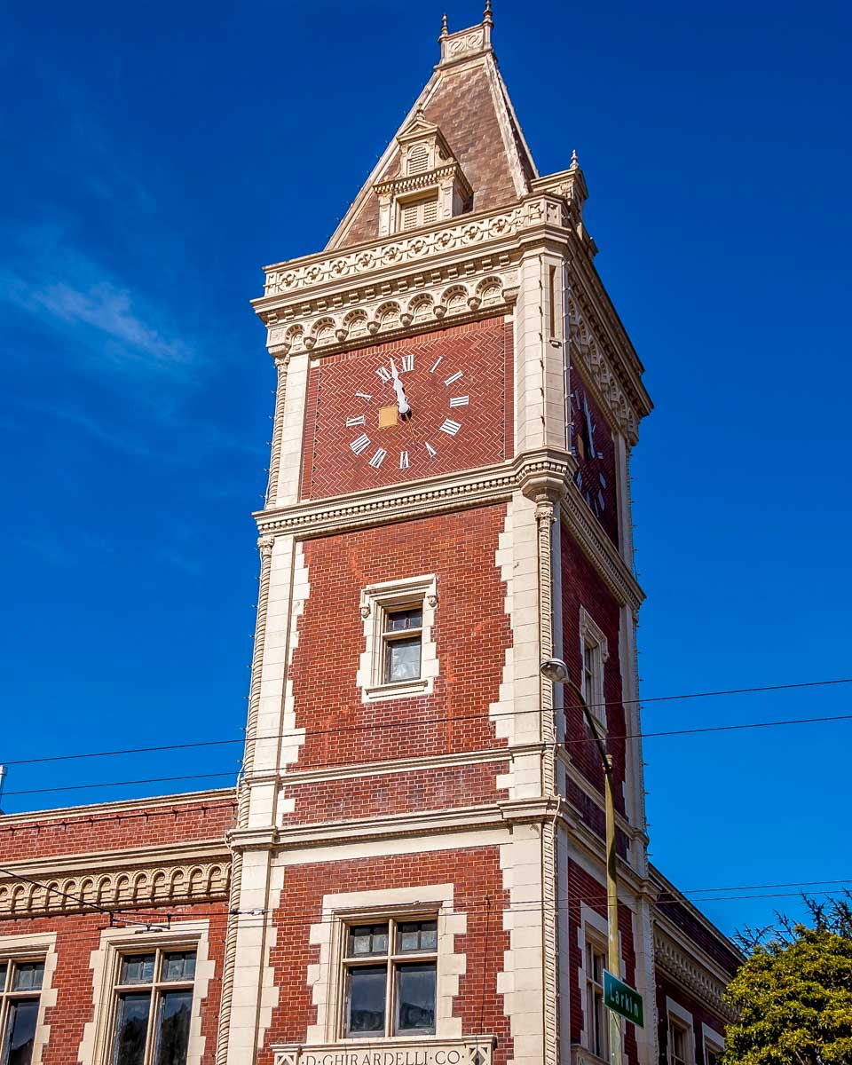 An old clock tower in san francisco ghirardelli square