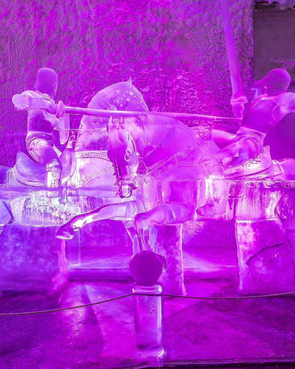 Chena Hot Springs Resort ice sculptures on a tour from Fairbanks Alaska