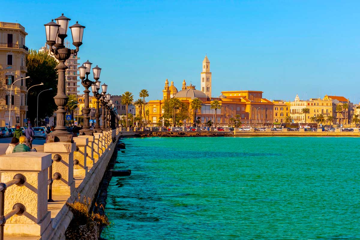 Cityscape of Bari and waterfront in Italy