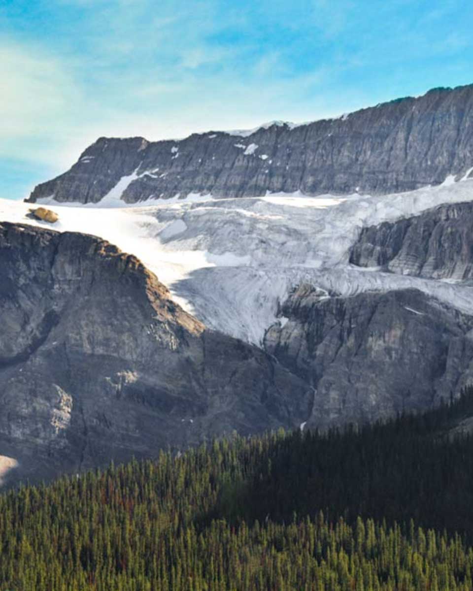 Crowfoot Glacier seen on a tour of Athabasca Glacier from Banff in Canada