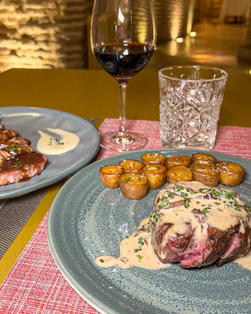 Dinner with wine at Bodega de los Secretos in madrid spain