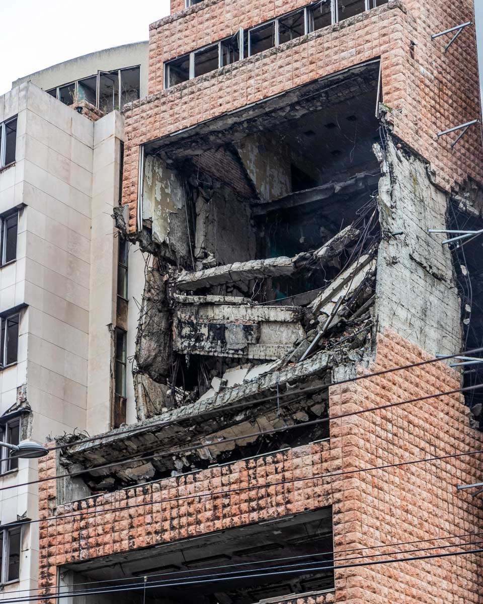 Former building of the Yugoslav Ministry of Defense seen on a tour of Belgrade Serbia