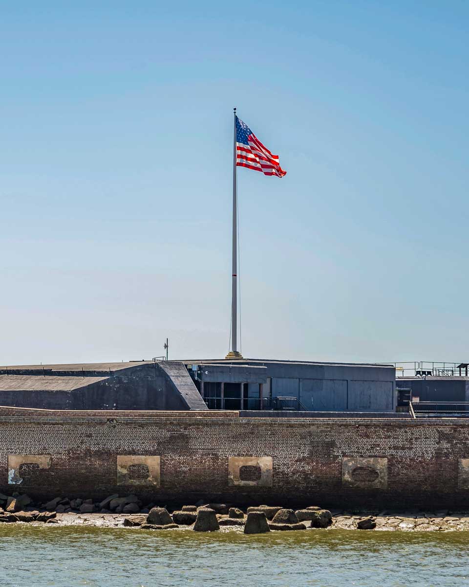 Fort Sumter seen from the ferry on a tour from Charleston South Carolina