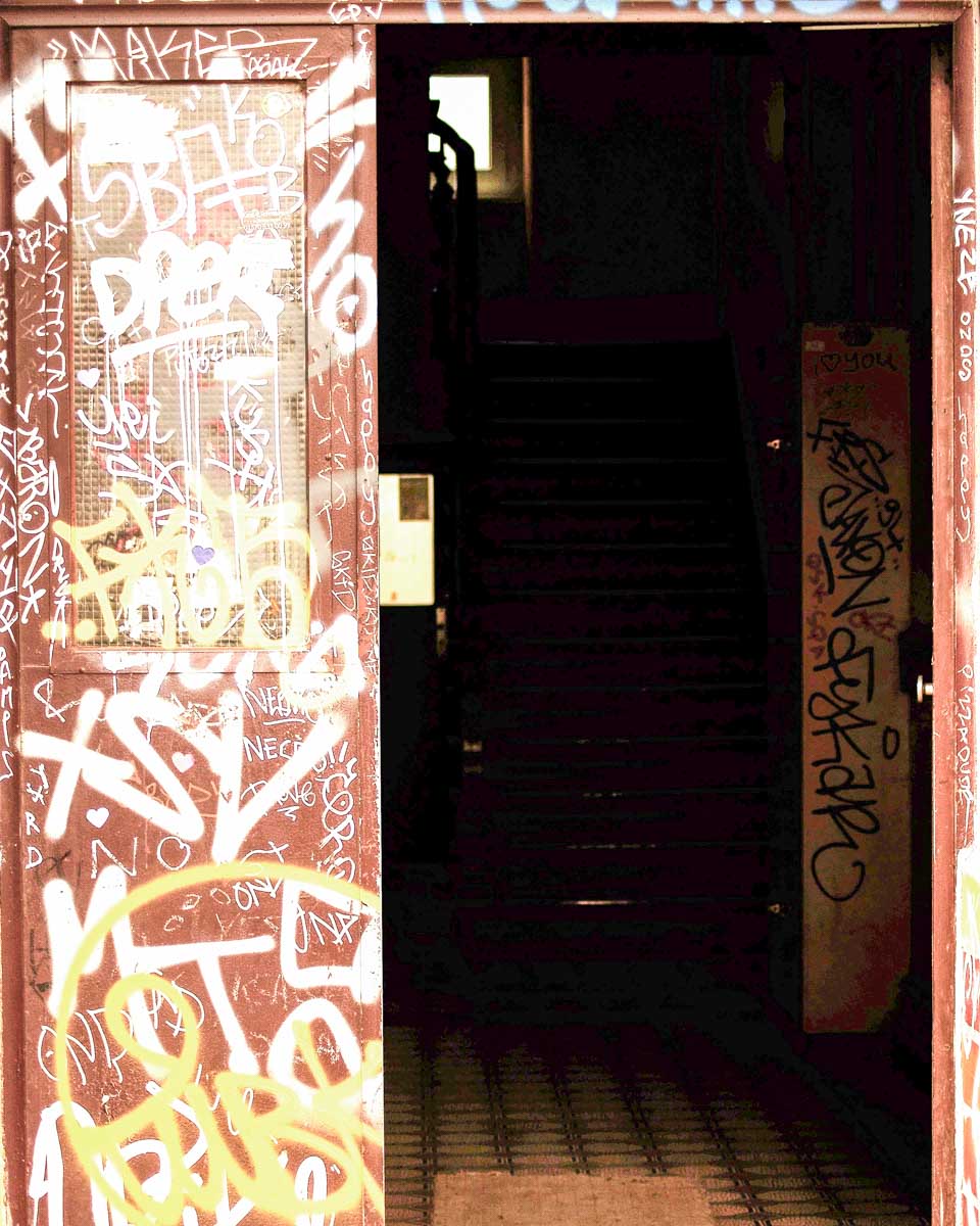 Graffiti on a door in friedrichshain Berlin Germany