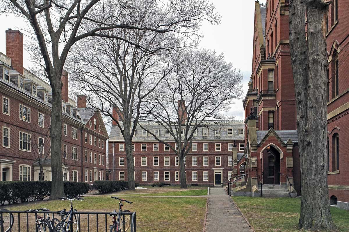 Harvard Yard in Cambridge near Boston Massachusetts