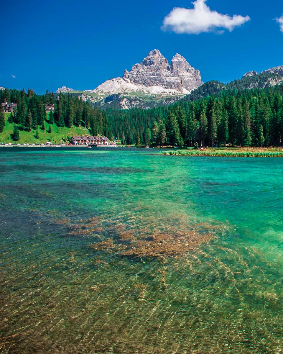 Lago di Misurina in the alps dolomites on a tour from Venice Italy