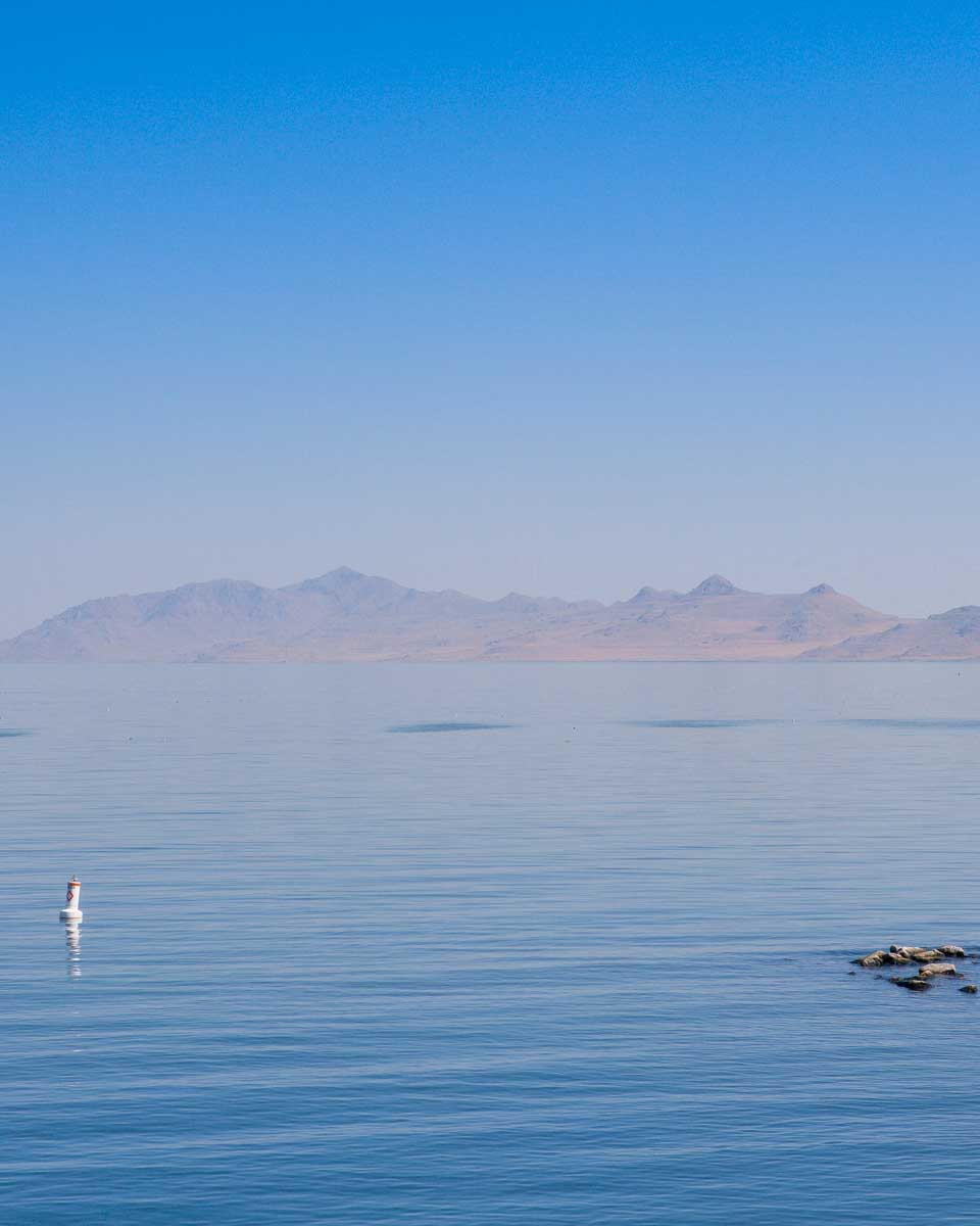 Looking at Antelope Island on a boat cruise of the Great Salt Lake on a tour from Salt Lake City Utah
