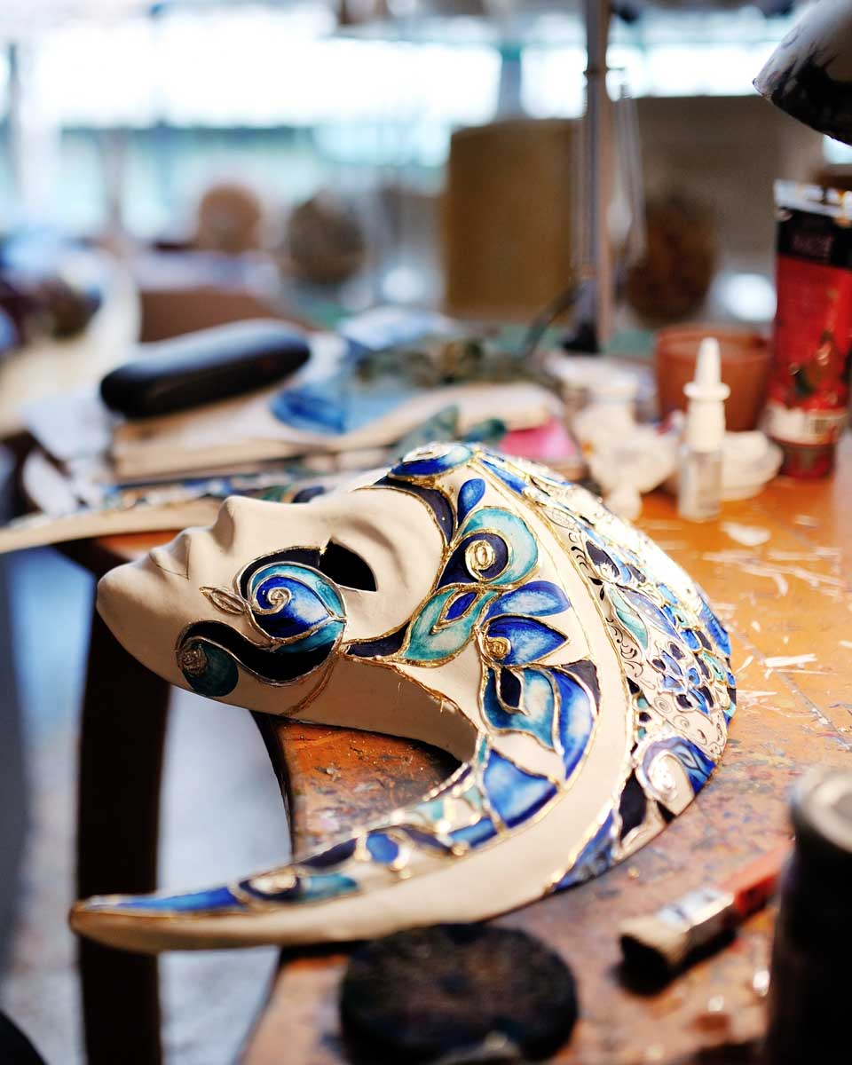 Making a venetian mask on a tour in Venice Italy