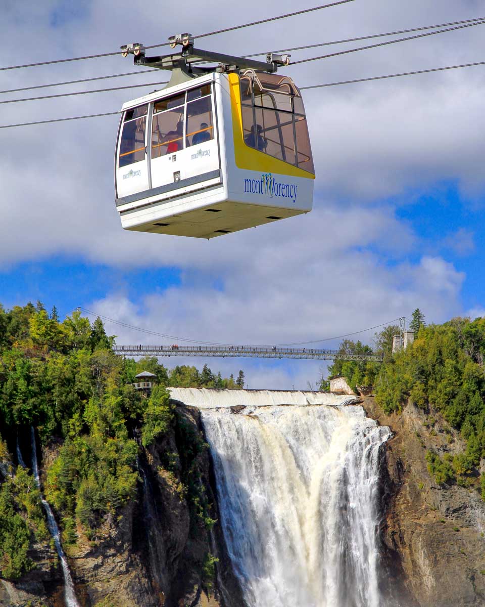 Montmorency Falls cable car seen on an ebike tour from Quebec City Quebec