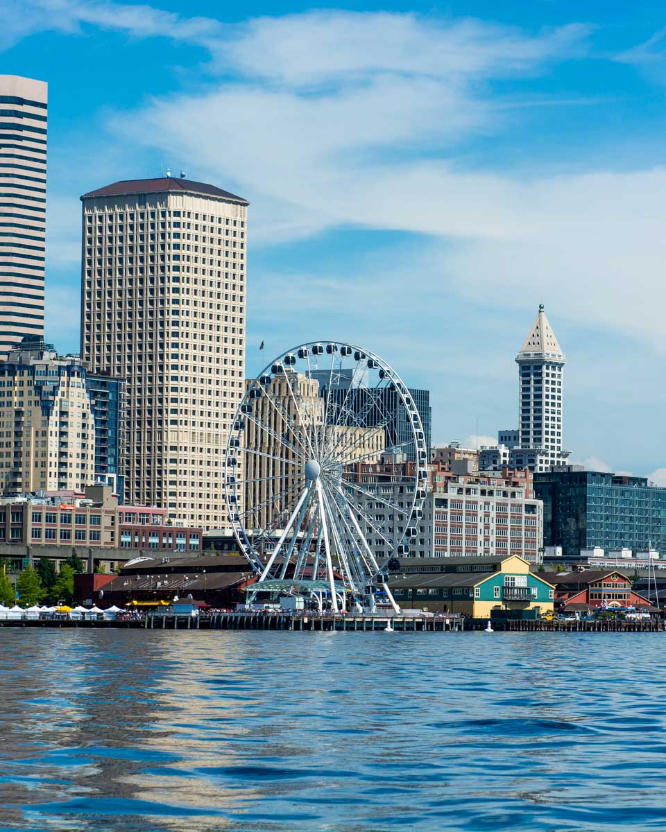 Part of Seattle seen from the harbor on a cruise in Seattle Washington