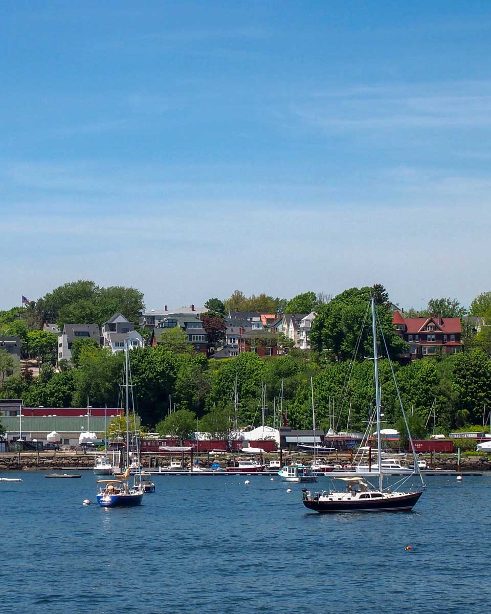 Portland Bay seen on a cruise tour in Portland Maine USA