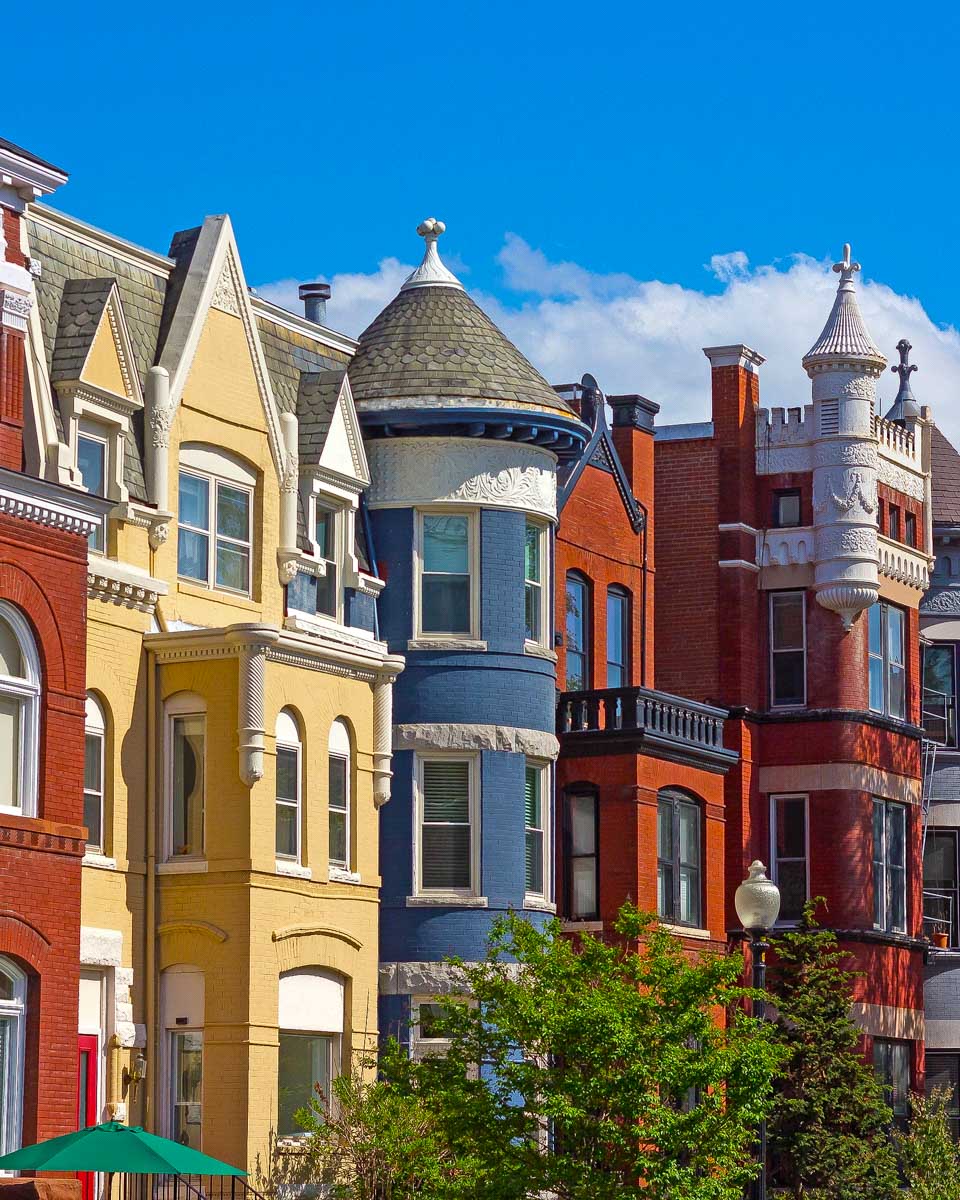 Row houses seen in Dupont Circle Washington D.C