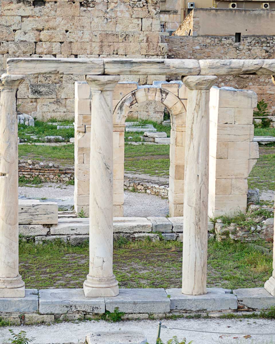 Some of the remains of Hadrian's Library in Monastiraki Athens