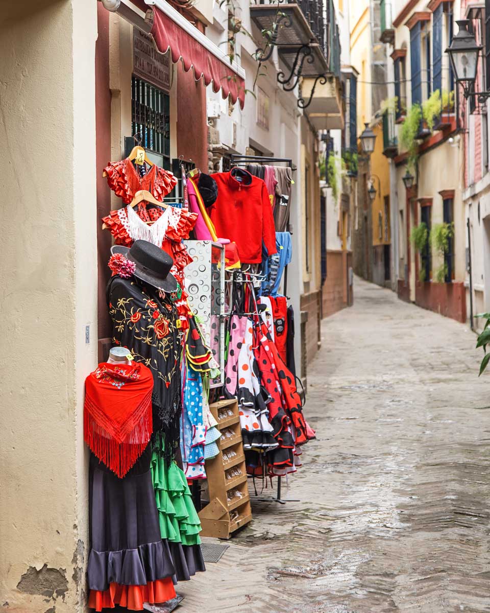 Souvenirs for sale on the street in Seville Andalucia Spain