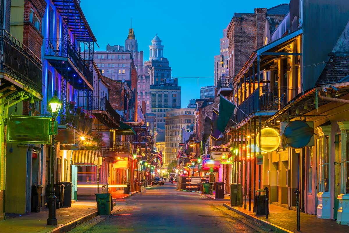 The French Quarter at night in New Orleans